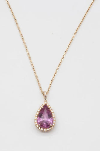 Pendentif Pendentif en or rose 18 carats avec saphir rose et diamants 58 Facettes 351137