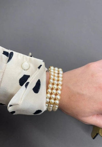 Bracelet Bracelet vintage en perles avec barrettes en or jaune 18 carats 58 Facettes