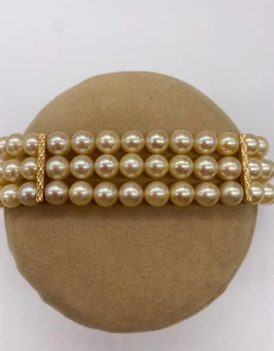 Bracelet Bracelet vintage en perles avec barrettes en or jaune 18 carats 58 Facettes