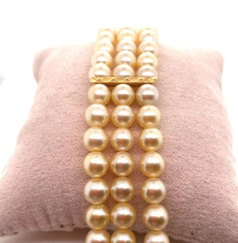 Bracelet Bracelet vintage en perles avec barrettes en or jaune 18 carats 58 Facettes