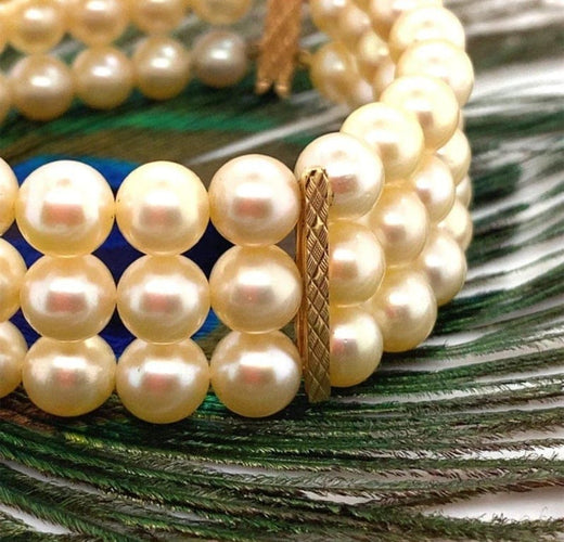 Bracelet Bracelet vintage en perles avec barrettes en or jaune 18 carats 58 Facettes