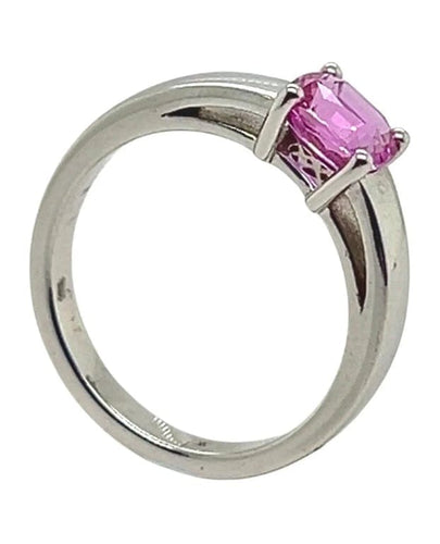 Bague 54 Bague en or blanc 18 carats avec saphir rose 58 Facettes