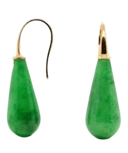 Boucles d'oreilles Boucles d’oreilles en jade avec crochets en or jaune 18 carats 58 Facettes