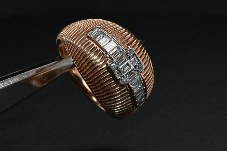 Bague 54 Bague en or rose 750 avec diamants 58 Facettes