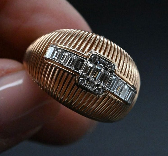 Bague 54 Bague en or rose 750 avec diamants 58 Facettes