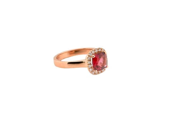 Bague 54 Bague en or rose 18 carats avec rhodolite et diamants 58 Facettes