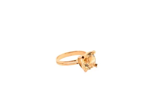 Bague 51 Bague - Citrine taille brillant en or jaune 18 carats 58 Facettes