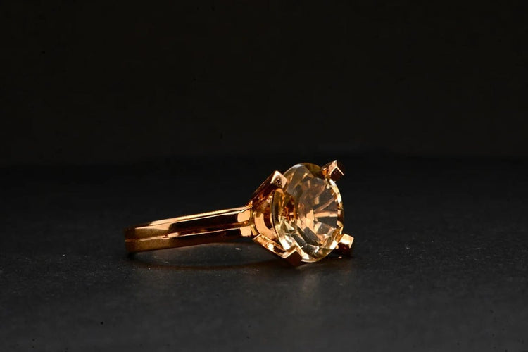 Bague 51 Bague - Citrine taille brillant en or jaune 18 carats 58 Facettes