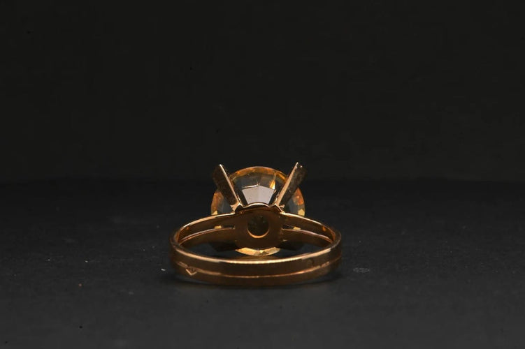 Bague 51 Bague - Citrine taille brillant en or jaune 18 carats 58 Facettes