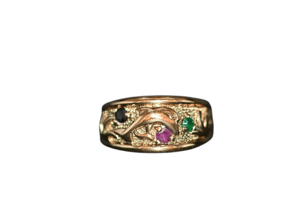 Bague 52 Bague en or jaune 750 sertie de rubis, saphir et émeraude 58 Facettes