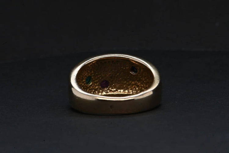 Bague 52 Bague en or jaune 750 sertie de rubis, saphir et émeraude 58 Facettes