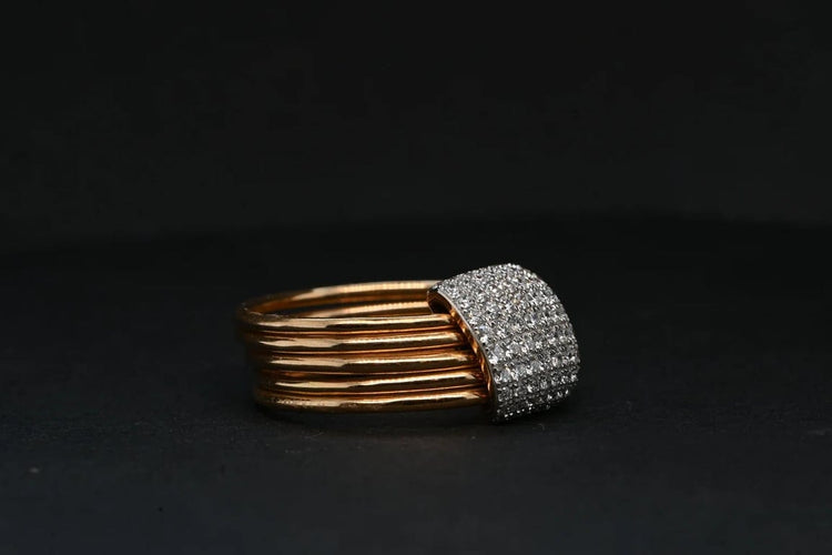 Bague 52 Bague en or rose 18 carats à diamants taille brillant 58 Facettes