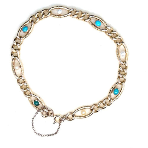 Bracelet Bracelet en or jaune 18 carats à turquoises et perles 58 Facettes
