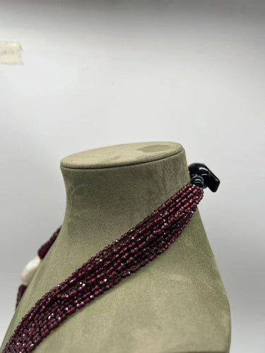 Collier Collier sautoir franges en grenats et perle baroque, fermoir en bakélite 58 Facettes