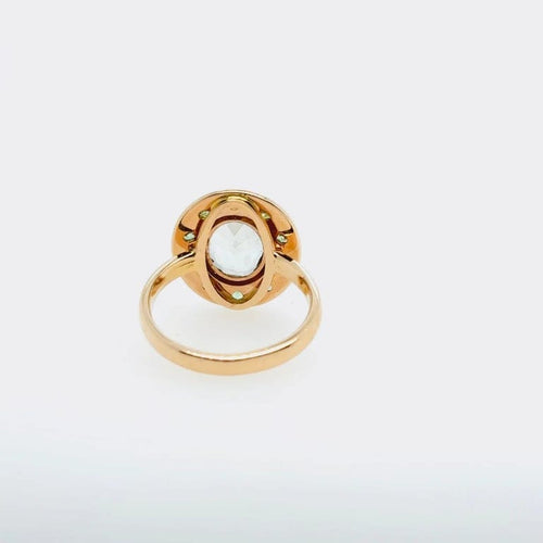 Bague 54 Bague en or rose 18 carats avec améthyste verte et tsavorites 58 Facettes