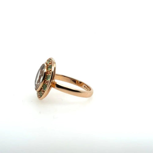 Bague 54 Bague en or rose 18 carats avec améthyste verte et tsavorites 58 Facettes