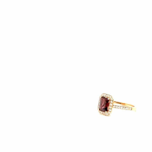 Bague 54 Bague en or rose 18 carats avec tourmaline et diamants 58 Facettes