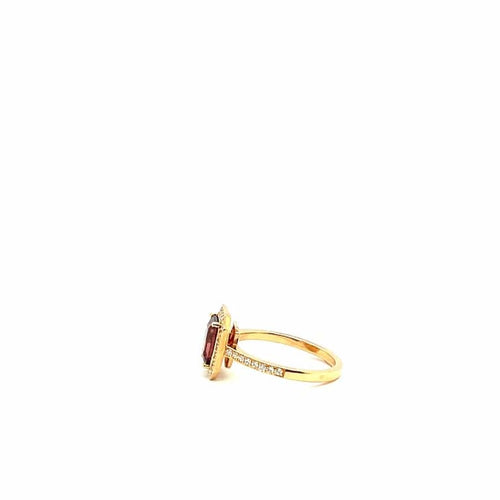 Bague 54 Bague en or rose 18 carats avec tourmaline et diamants 58 Facettes