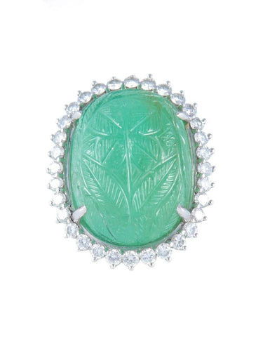 Bague 52 Bague émeraude et diamants en or blanc 18 carats 58 Facettes