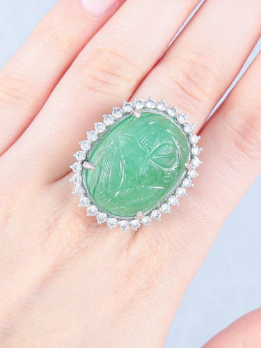 Bague 52 Bague émeraude et diamants en or blanc 18 carats 58 Facettes