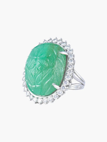 Bague 52 Bague émeraude et diamants en or blanc 18 carats 58 Facettes