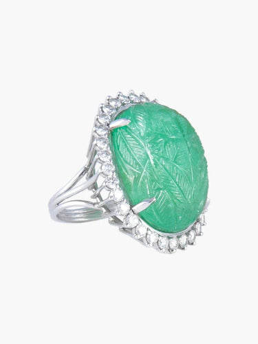 Bague 52 Bague émeraude et diamants en or blanc 18 carats 58 Facettes