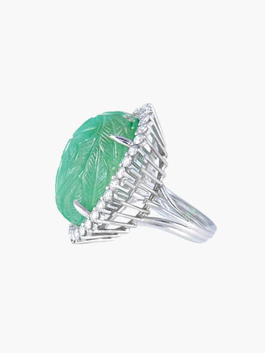 Bague 52 Bague émeraude et diamants en or blanc 18 carats 58 Facettes