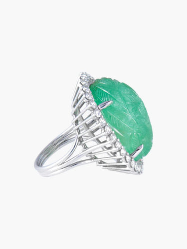 Bague 52 Bague émeraude et diamants en or blanc 18 carats 58 Facettes