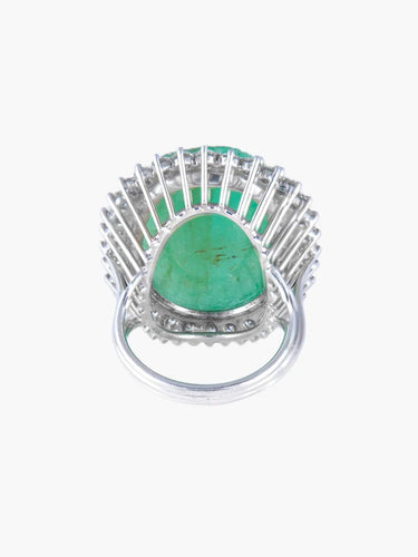 Bague 52 Bague émeraude et diamants en or blanc 18 carats 58 Facettes