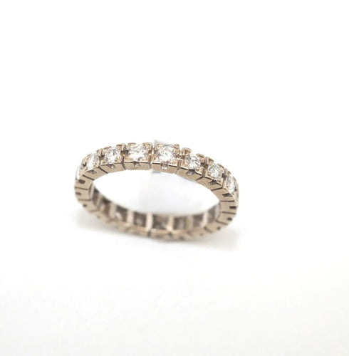 Bague 58 Alliance américaine - Bague en or blanc 750 et 19 diamants 58 Facettes