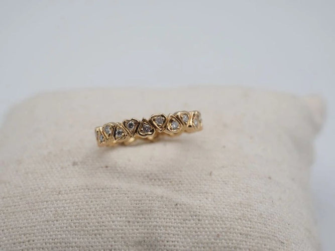 Bague 53 Alliance tour complet en or jaune 18 carats et diamants 58 Facettes