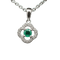Pendentif Pendentif trèfle en or blanc 18 carats avec émeraude et diamants 58 Facettes