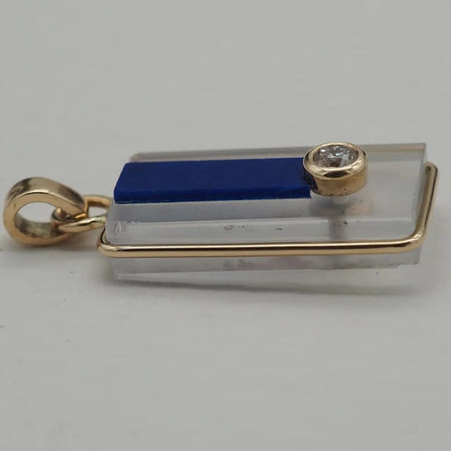 Pendentif Pendentif en verre et diamant en or jaune 750 58 Facettes