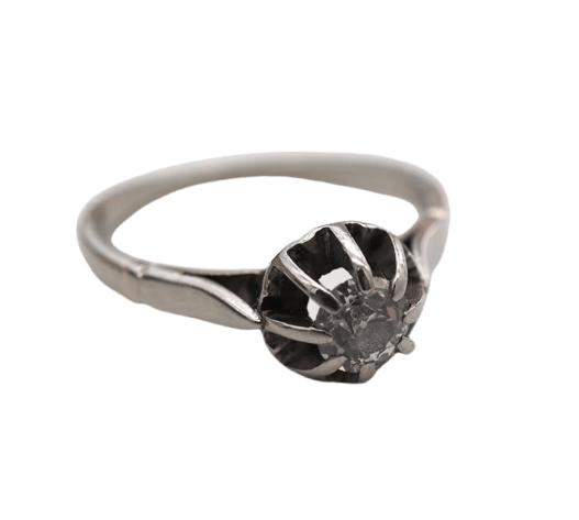 Bague 53 Bague en or blanc 750 avec diamant, taille 53 58 Facettes