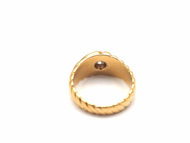 Bague 50 Bague tourbillon godronnée en or jaune 750 avec diamant 58 Facettes