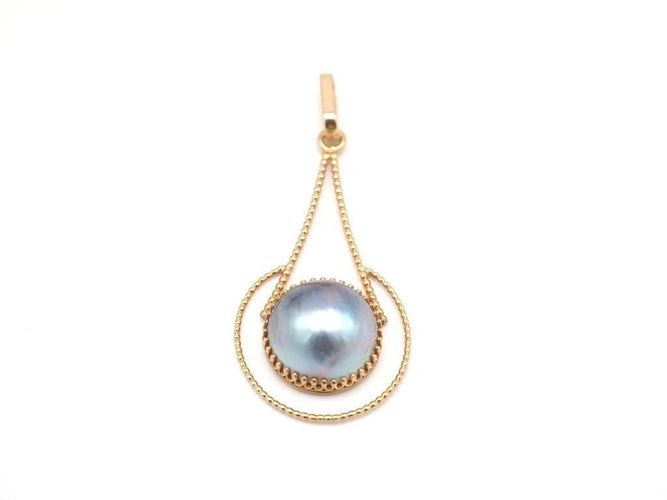Pendentif Pendentif baroque en or jaune 750 et perle grise 58 Facettes