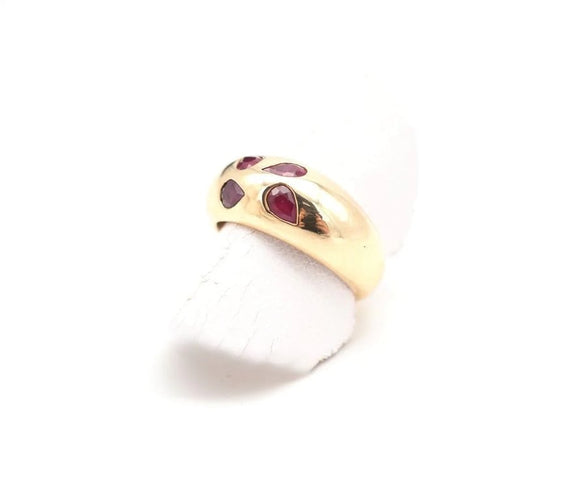 Bague 51 Bague jonc vintage en or jaune 750 avec rubis 58 Facettes