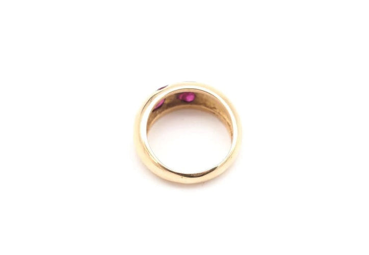 Bague 51 Bague jonc vintage en or jaune 750 avec rubis 58 Facettes