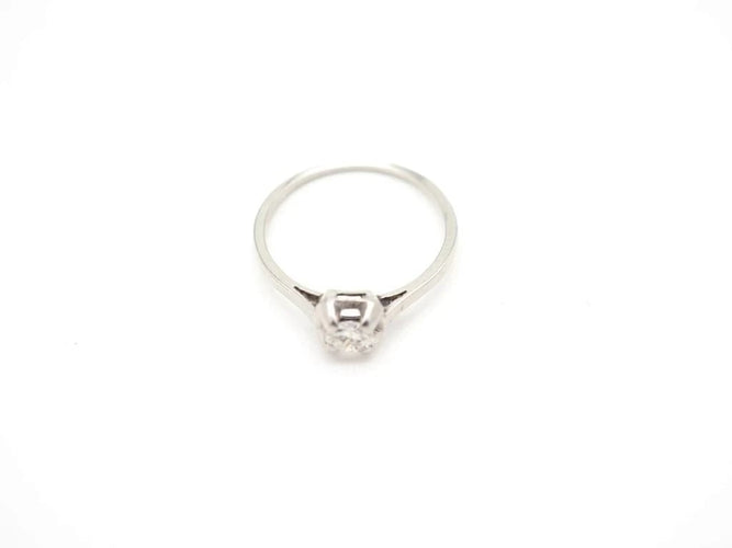 Bague 51 Bague en or blanc 750 avec diamant 58 Facettes