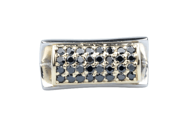 Bague 59 Bague diamants noirs 0,64 ct en or jaune et blanc 18K 58 Facettes BGDNCC1385-107