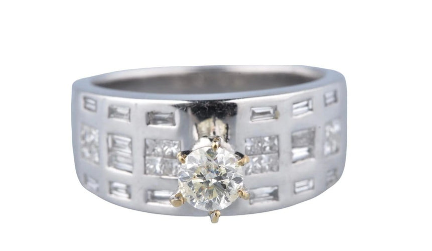 Bague 54 Bague diamants en or blanc 18 carats 58 Facettes