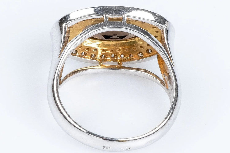 Bague 56 Bague en or 18 carats, quartz fumé et diamants 58 Facettes 111-184737-36