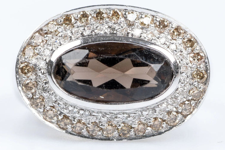 Bague 56 Bague en or 18 carats, quartz fumé et diamants 58 Facettes 111-184737-36