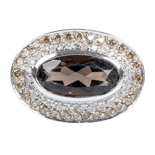 Bague 56 Bague en or 18 carats, quartz fumé et diamants 58 Facettes 111-184737-36