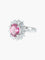 Bague 52 Bague marguerite en or blanc 750 avec saphir rose et diamants 58 Facettes