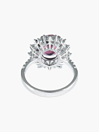 Bague 52 Bague marguerite en or blanc 750 avec saphir rose et diamants 58 Facettes