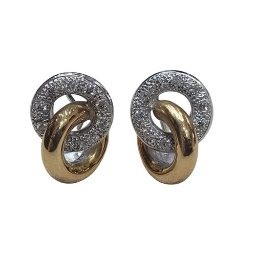 Boucles d'oreilles Boucles d'oreilles en or jaune et blanc 18 carats et diamants 58 Facettes PE15
