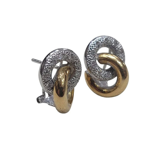 Boucles d'oreilles Boucles d'oreilles en or jaune et blanc 18 carats et diamants 58 Facettes PE15