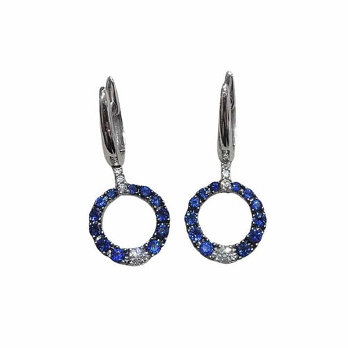 Boucles d'oreilles Boucles d'oreilles en or blanc 18 carats avec saphirs et diamants 58 Facettes PE697