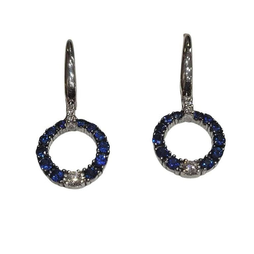 Boucles d'oreilles Boucles d'oreilles en or blanc 18 carats avec saphirs et diamants 58 Facettes PE697